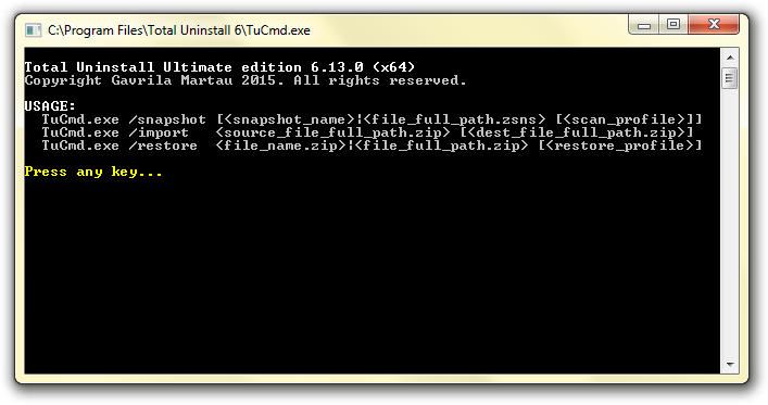 Total Uninstall 命令行程序选项